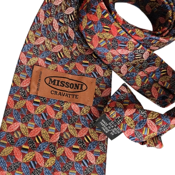 MISSONI Multicolor Geometric Silk LUXURY Tie ITALY - Picture 3 of 4